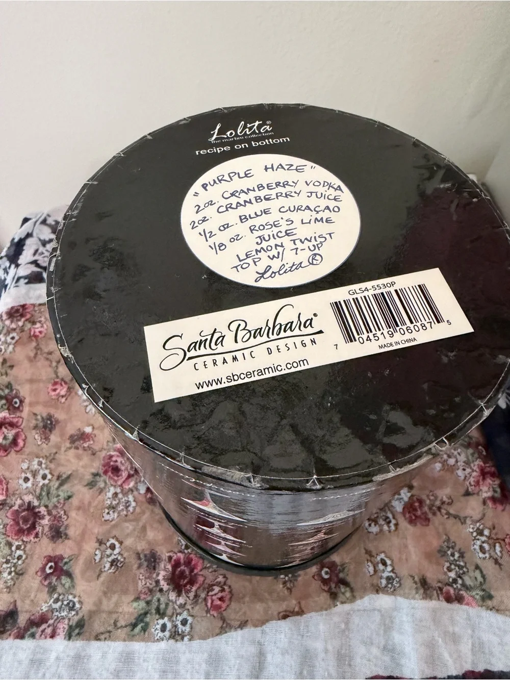 Lolita Purple Haze Hand Painted Martini Glass Gift Box